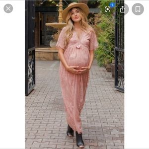 Pink blush maternity light pink mesh lace overlay